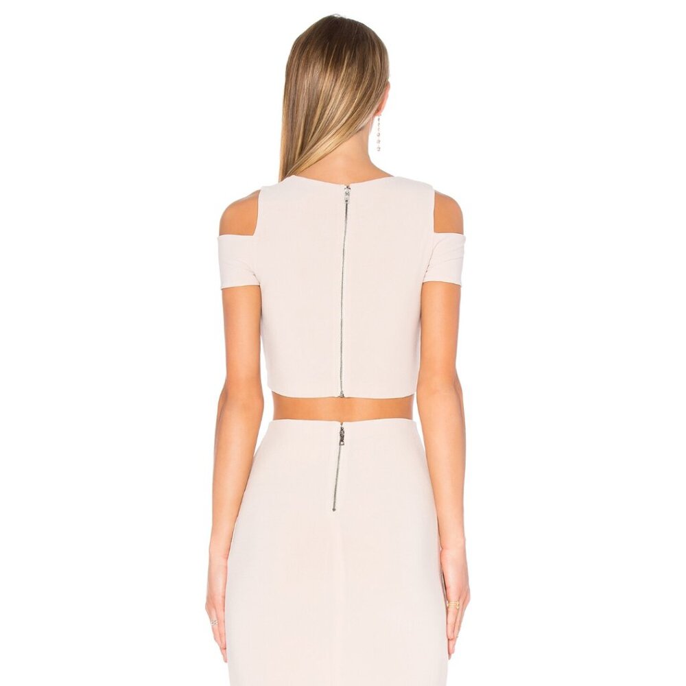 Alice + Olivia Air Vicki Cold Shoulder Top Pale Nude Minimalist Capsule Glam - Picture 2 of 8